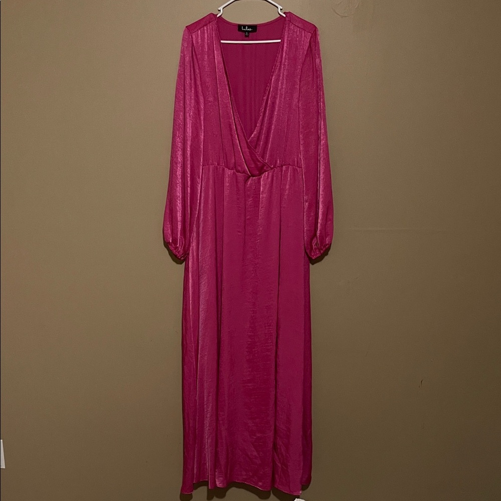 Lulu's Vibrant Pink Long Sleeve Dress